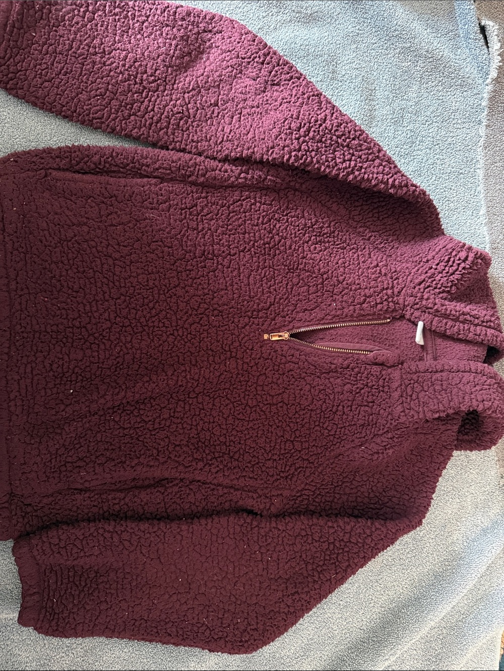 Old Navy Burgundy Sherpa Half-Zip Hoodie